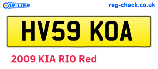 HV59KOA are the vehicle registration plates.