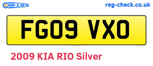 FG09VXO are the vehicle registration plates.