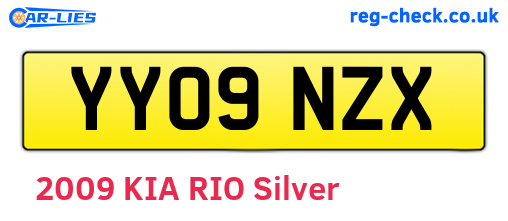 YY09NZX are the vehicle registration plates.