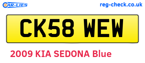 CK58WEW are the vehicle registration plates.