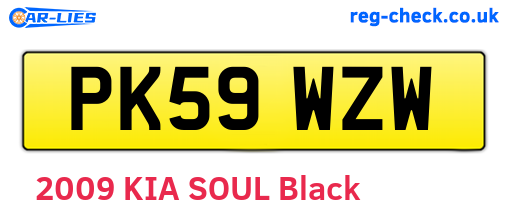 PK59WZW are the vehicle registration plates.
