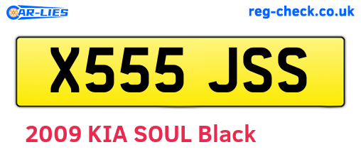 X555JSS are the vehicle registration plates.