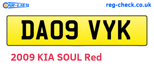 DA09VYK are the vehicle registration plates.