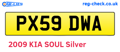 PX59DWA are the vehicle registration plates.