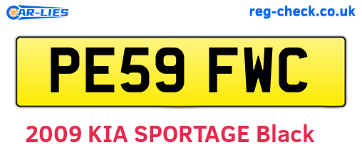 PE59FWC are the vehicle registration plates.