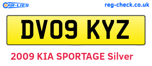 DV09KYZ are the vehicle registration plates.