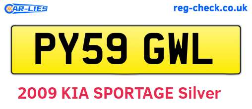 PY59GWL are the vehicle registration plates.