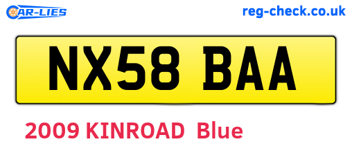 NX58BAA are the vehicle registration plates.