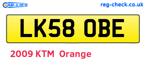 LK58OBE are the vehicle registration plates.