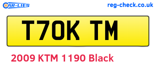 T70KTM are the vehicle registration plates.