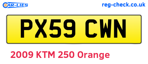 PX59CWN are the vehicle registration plates.