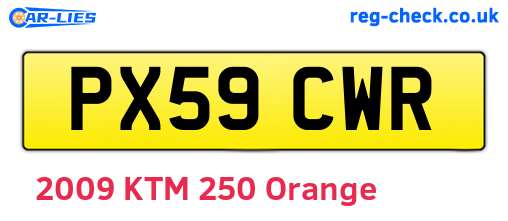 PX59CWR are the vehicle registration plates.