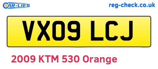 VX09LCJ are the vehicle registration plates.