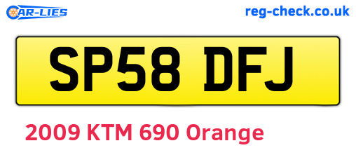 SP58DFJ are the vehicle registration plates.