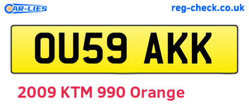 OU59AKK are the vehicle registration plates.