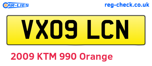 VX09LCN are the vehicle registration plates.