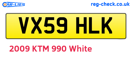 VX59HLK are the vehicle registration plates.