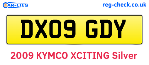 DX09GDY are the vehicle registration plates.