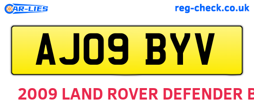 AJ09BYV are the vehicle registration plates.