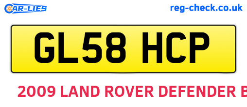 GL58HCP are the vehicle registration plates.