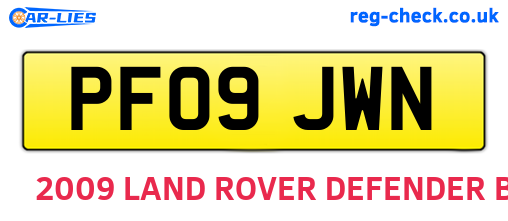 PF09JWN are the vehicle registration plates.