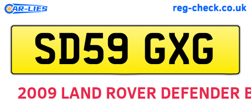 SD59GXG are the vehicle registration plates.