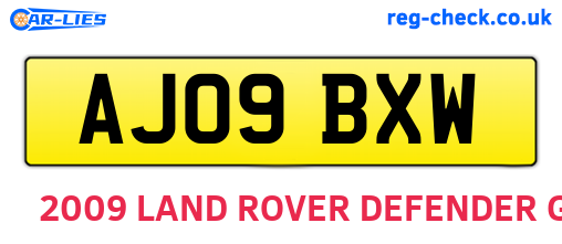 AJ09BXW are the vehicle registration plates.