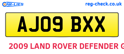 AJ09BXX are the vehicle registration plates.