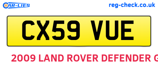 CX59VUE are the vehicle registration plates.