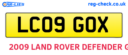 LC09GOX are the vehicle registration plates.