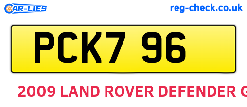 PCK796 are the vehicle registration plates.
