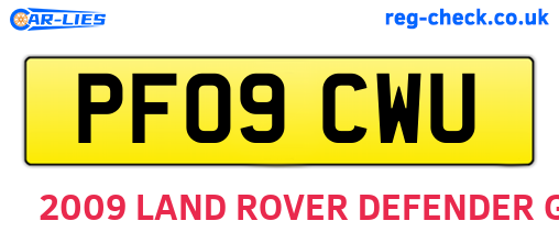PF09CWU are the vehicle registration plates.