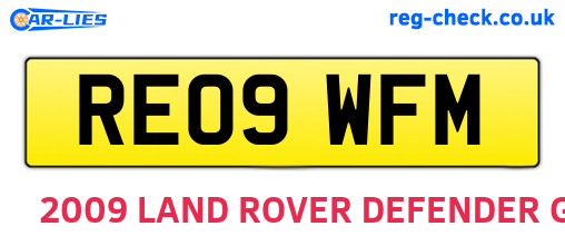 RE09WFM are the vehicle registration plates.