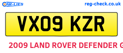 VX09KZR are the vehicle registration plates.