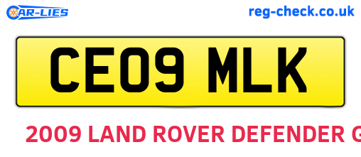 CE09MLK are the vehicle registration plates.