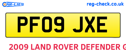 PF09JXE are the vehicle registration plates.