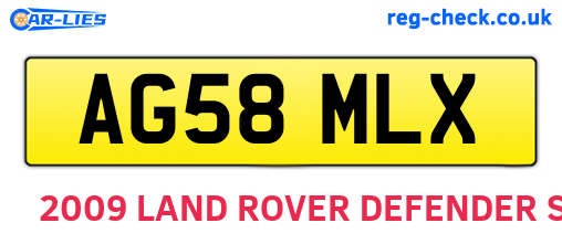 AG58MLX are the vehicle registration plates.