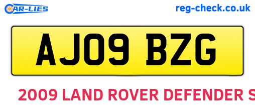 AJ09BZG are the vehicle registration plates.