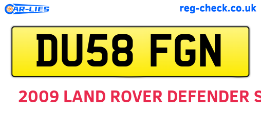 DU58FGN are the vehicle registration plates.
