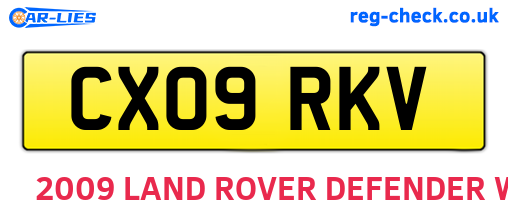 CX09RKV are the vehicle registration plates.