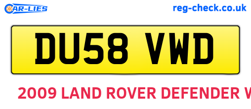 DU58VWD are the vehicle registration plates.