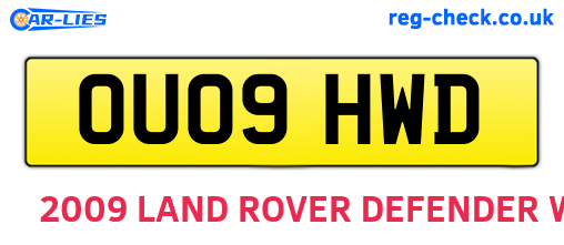 OU09HWD are the vehicle registration plates.
