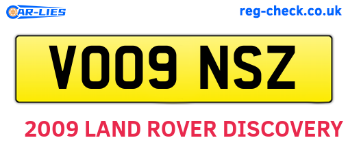 VO09NSZ are the vehicle registration plates.
