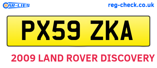 PX59ZKA are the vehicle registration plates.