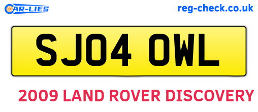 SJ04OWL are the vehicle registration plates.