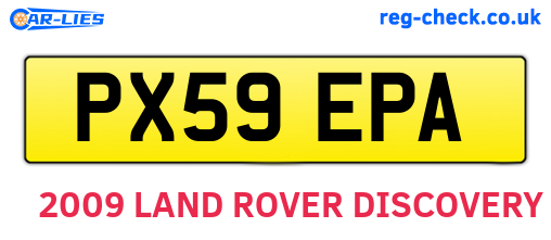PX59EPA are the vehicle registration plates.