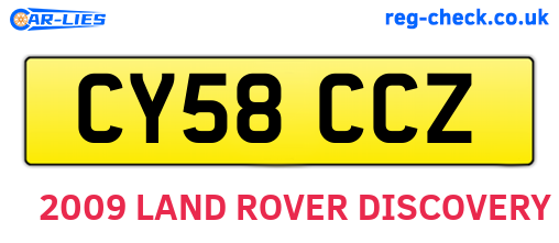 CY58CCZ are the vehicle registration plates.