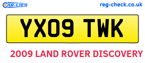 YX09TWK are the vehicle registration plates.
