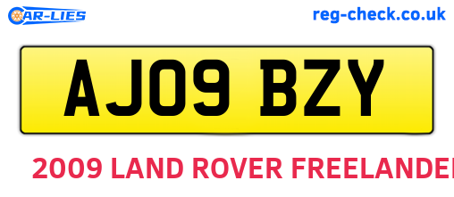 AJ09BZY are the vehicle registration plates.