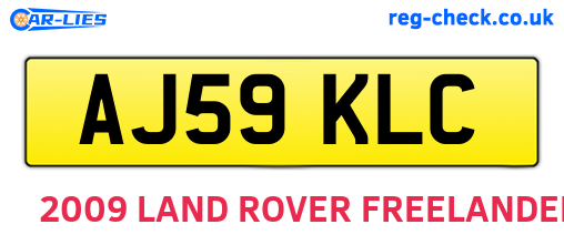 AJ59KLC are the vehicle registration plates.